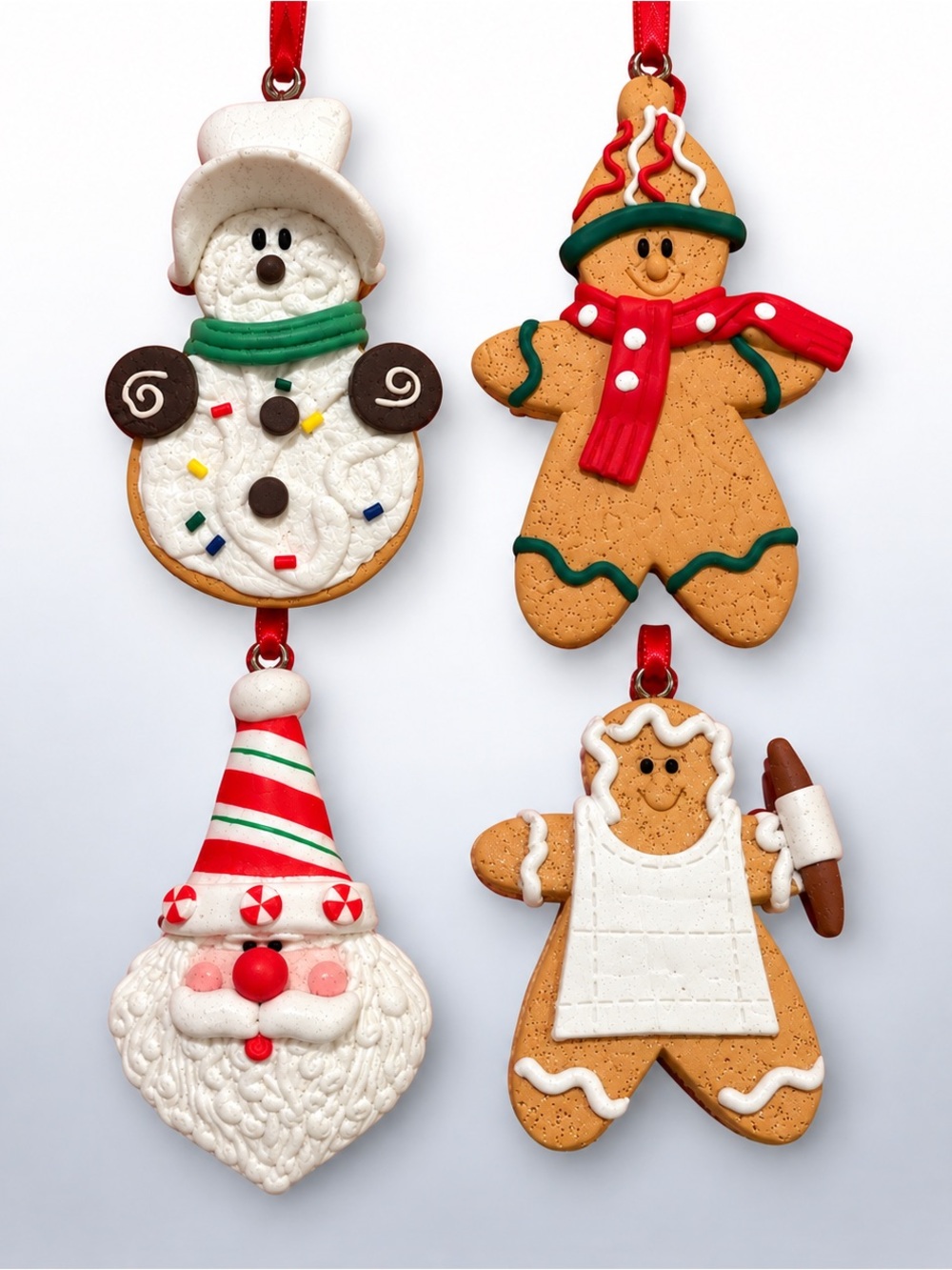 Vintage Christmas House Visions of Sugar Plums Clay Dough Ornaments 4 Pc